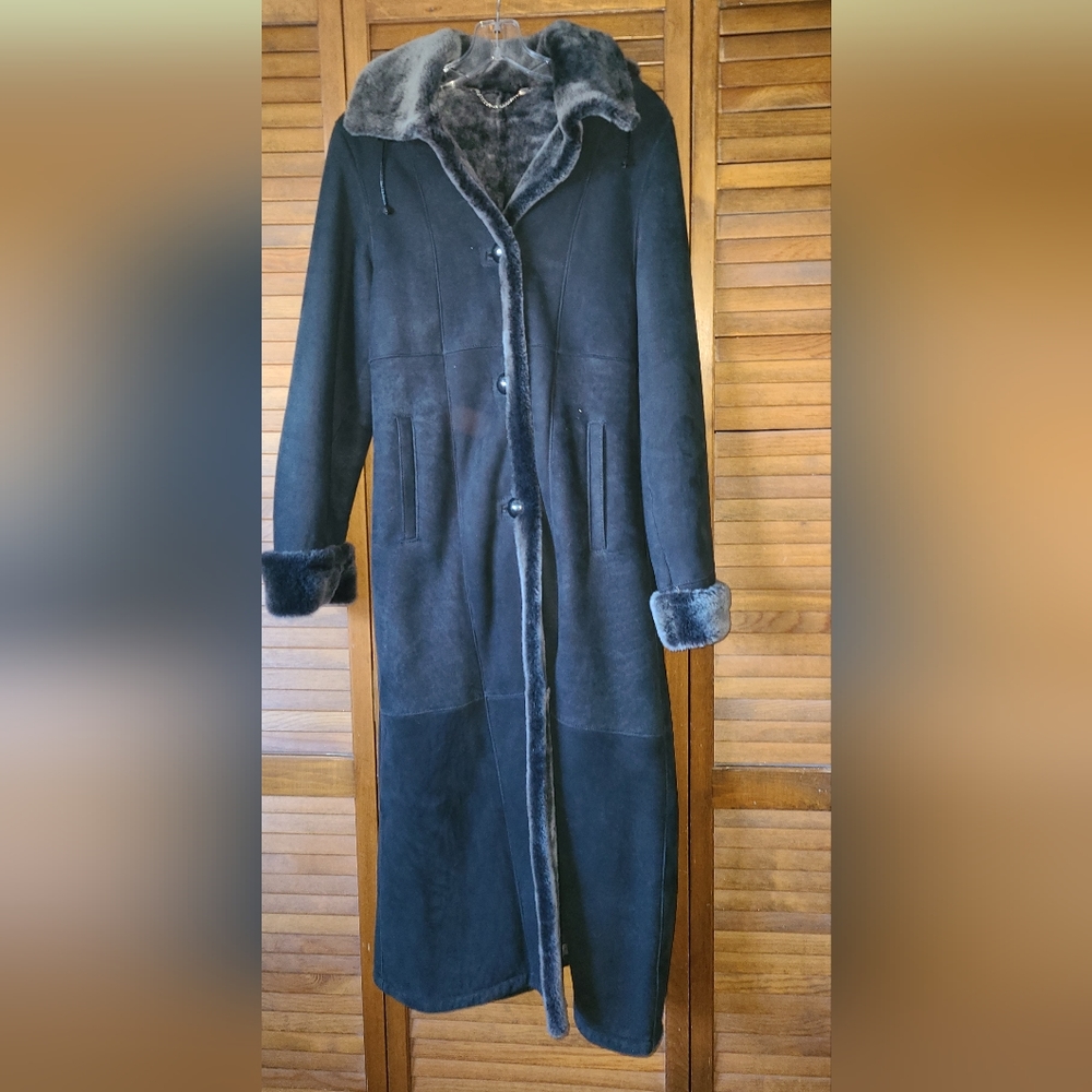 Shearling full length merino coat.